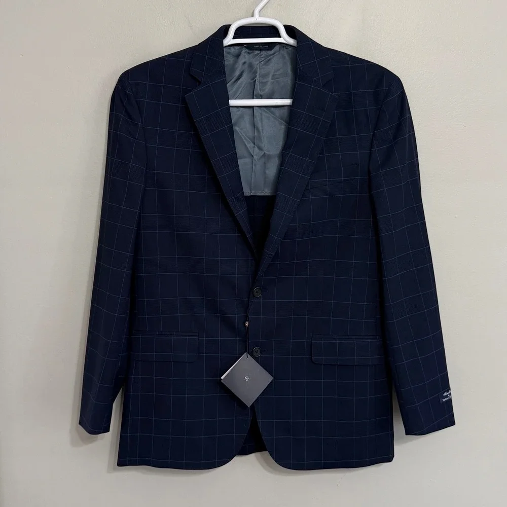 NEW Brooks Brothers 40R 34x32 Windowpane Explorer Vitale Barberis Canonico Suit